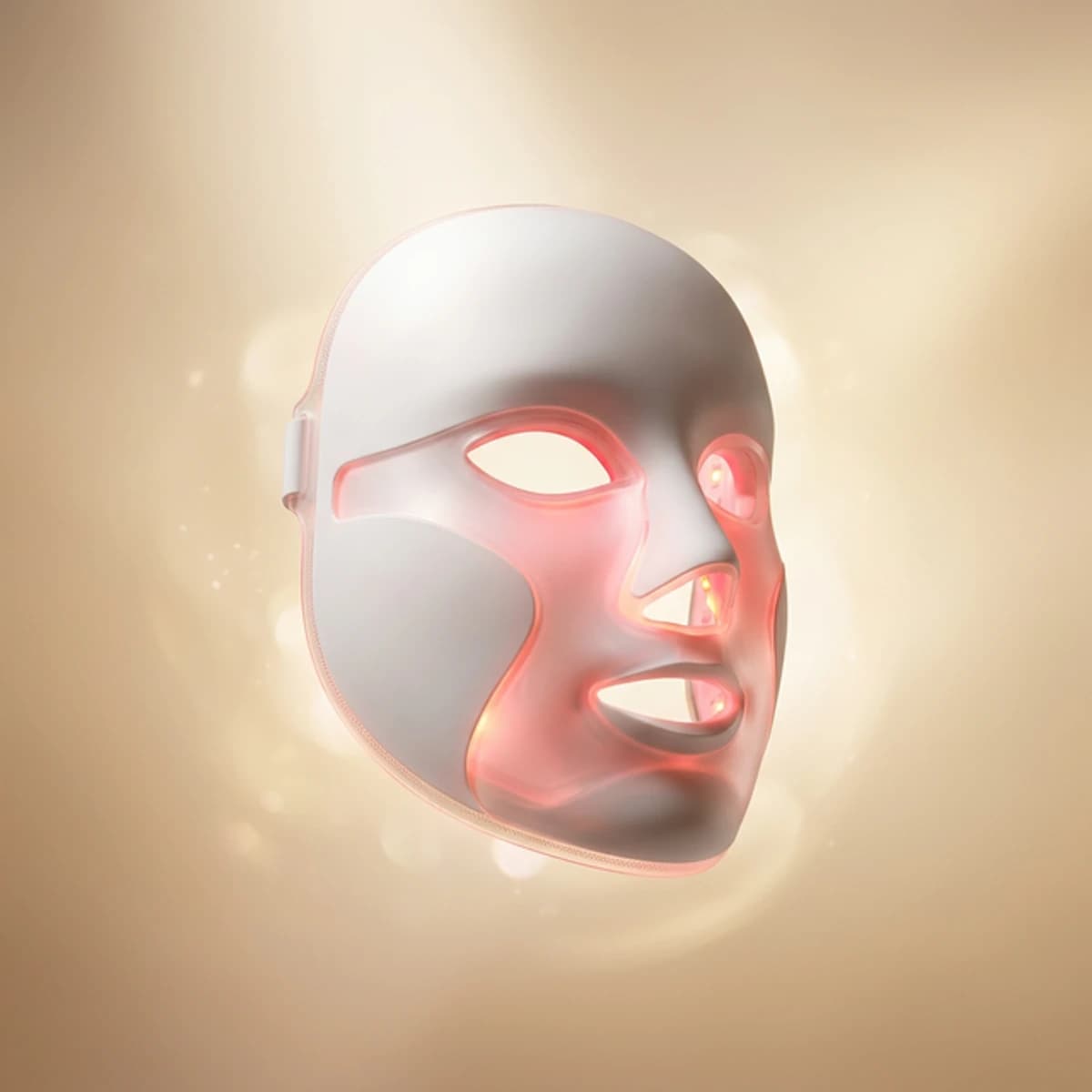 LUMIARA PRO LED mask floating with golden champagne glow aura
