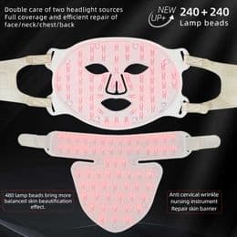 Red Light Therapy LED Face & Neck Mask — Silicone, 460nm + 590nm + 630nm, 904 LEDs 3
