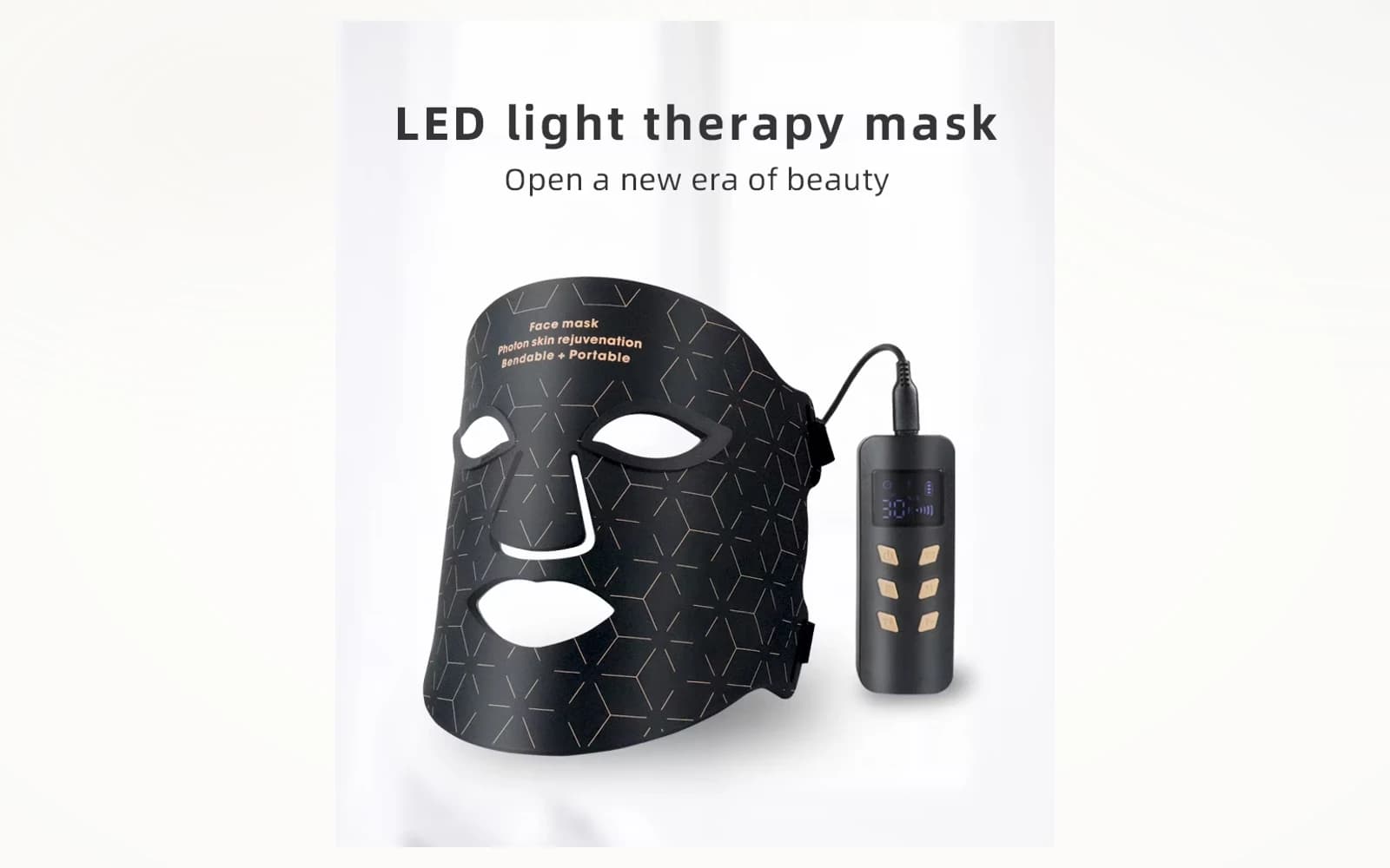 Red Light Therapy LED Face Mask — Silicone, 460nm + 590nm + 630nm, 240 LEDs detail 1