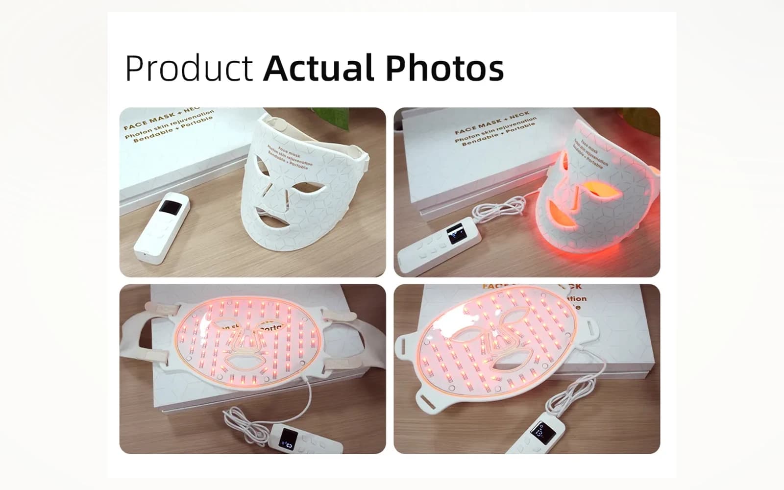 Red Light Therapy LED Face Mask — Professional-Grade, 460nm + 590nm + 630nm, 480 LEDs — Azure Edition detail 4