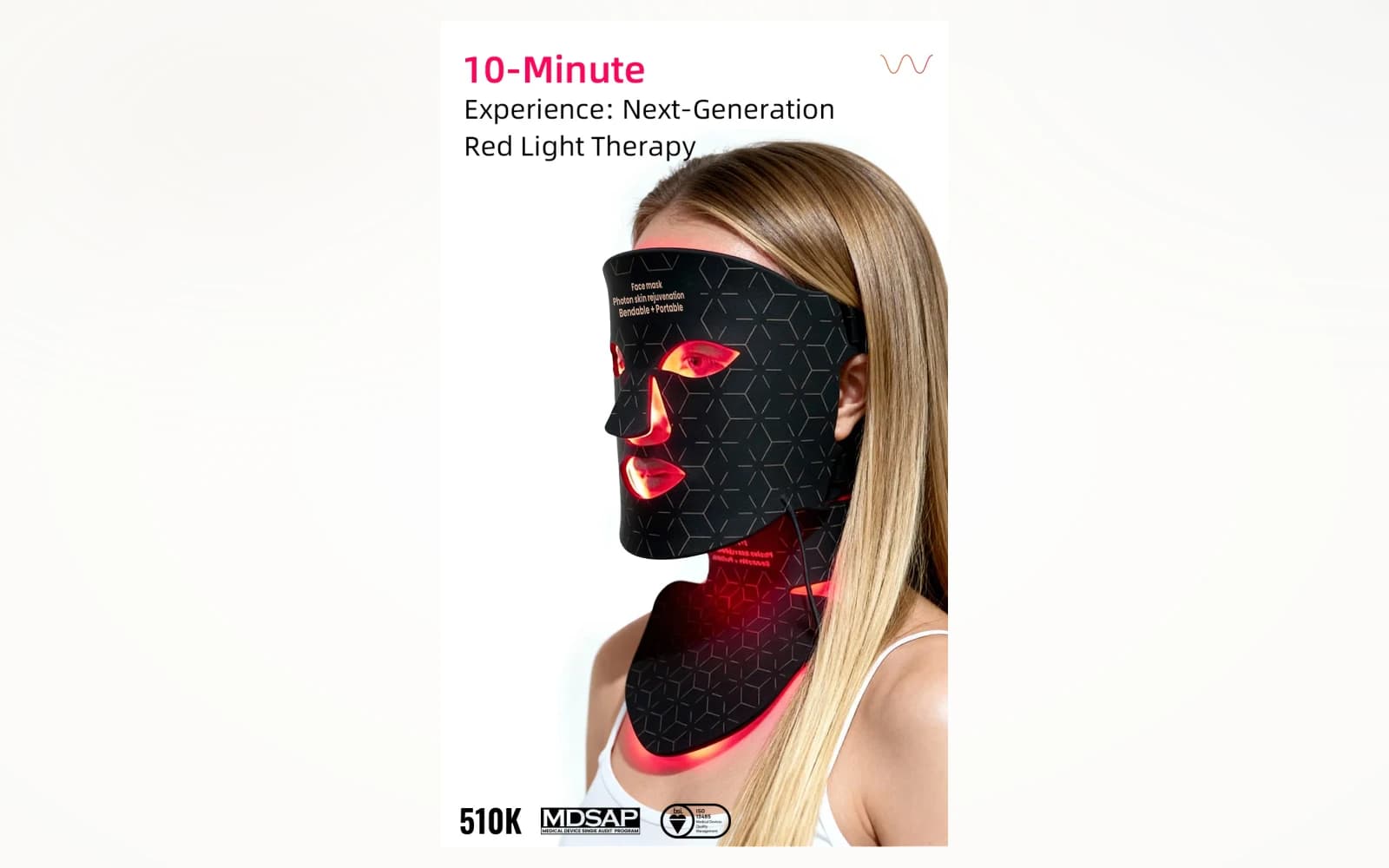 Red Light Therapy LED Face Mask — Professional-Grade, 460nm + 590nm + 630nm, 480 LEDs detail 3