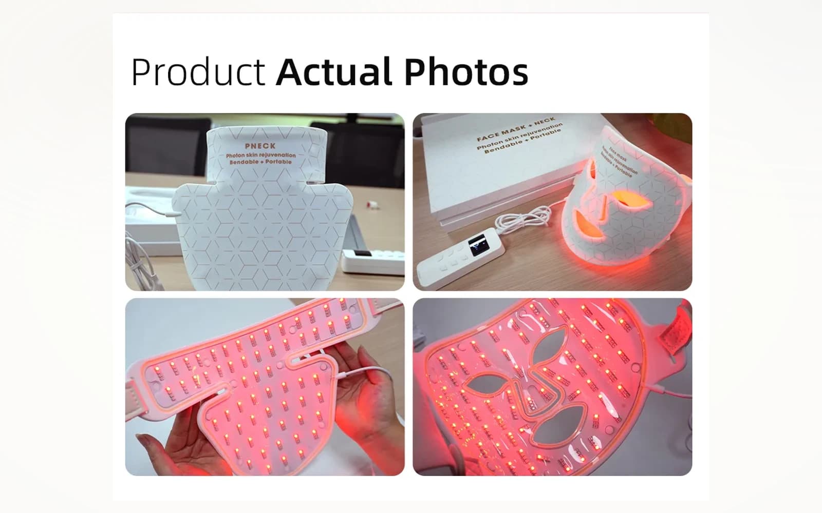 Red Light Therapy LED Face Mask — Professional-Grade, 460nm + 590nm + 630nm, 480 LEDs detail 4