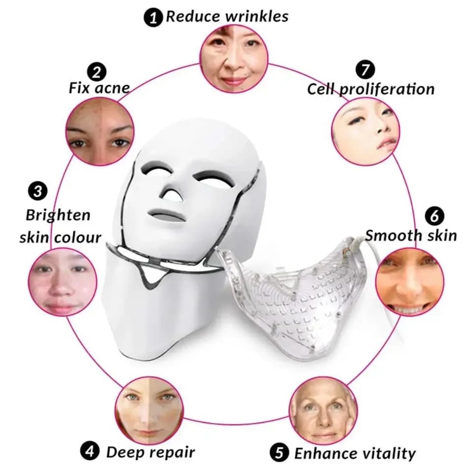 Anti-Wrinkle Red Light Therapy LED Face & Neck Mask — 7-Color detail 2