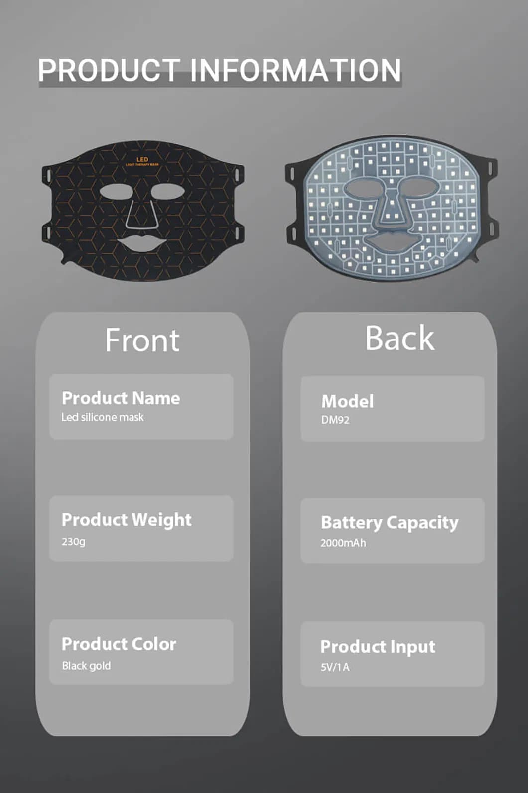 Red Light Therapy LED Face Mask — Portable detail 4