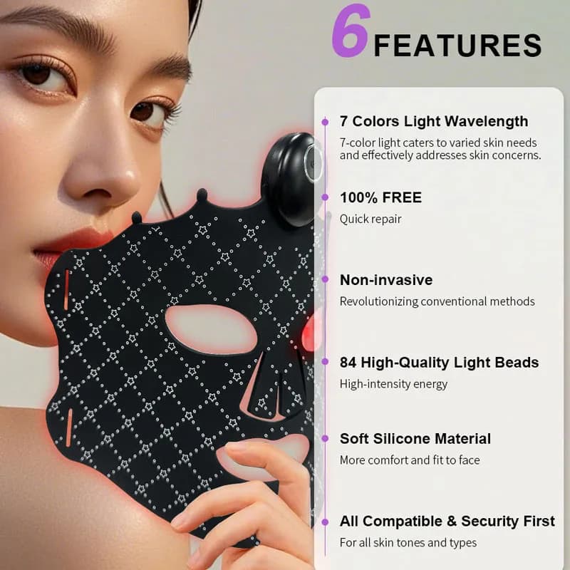 Acne Treatment Red Light Therapy LED Face Mask — Silicone — Blue Edition detail 5