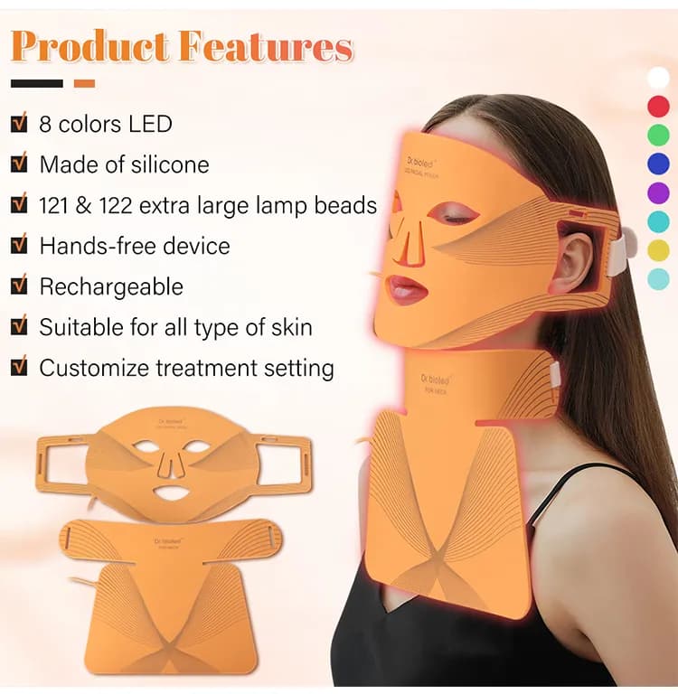 Red Light Therapy LED Face Mask — Silicone, 7-Color — Cleopatra Edition detail 4