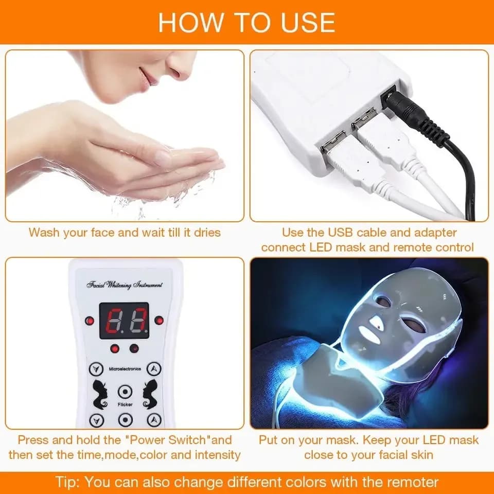 Anti-Wrinkle Red Light Therapy LED Face & Neck Mask — 7-Color detail 4