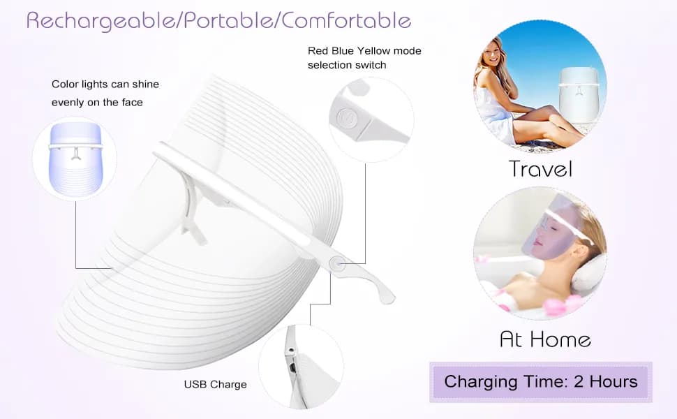 Red Light Therapy LED Face Mask — Rechargeable, At-Home detail 4