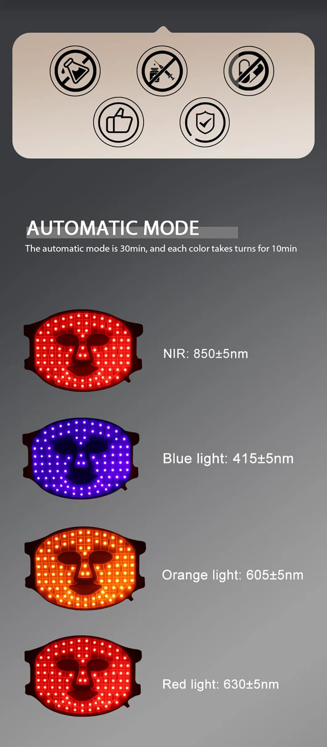Red Light Therapy LED Face & Neck Mask — 4-Color, Portable detail 5