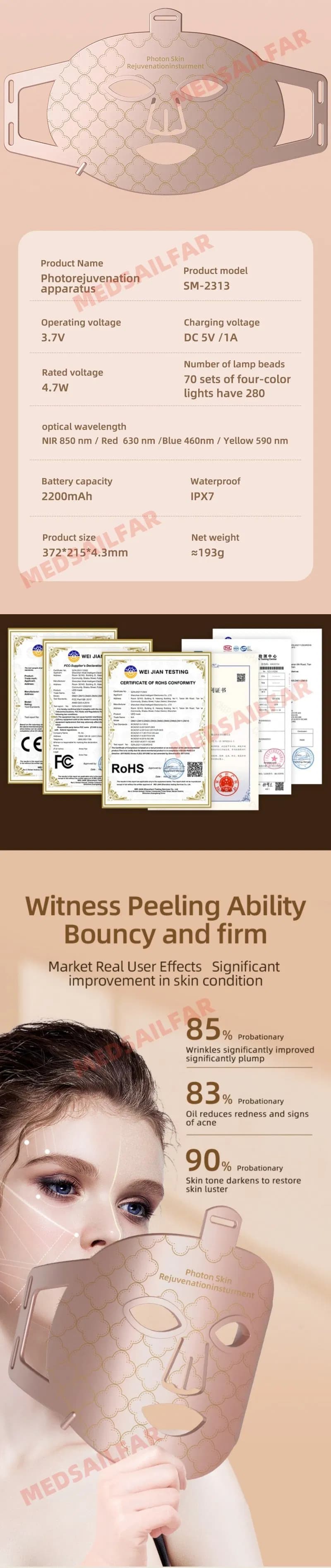 Skin Rejuvenation Red Light Therapy LED Face Mask — 660nm + 850nm detail 6