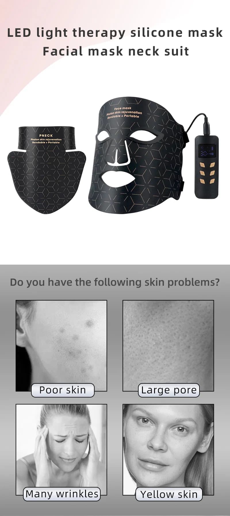 Anti-Aging Red Light Therapy LED Face & Neck Mask — Near-Infrared 850nm, Portable detail 1