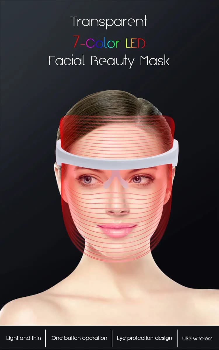 Red Light Therapy LED Face Mask — 7-Color — Transparent Edition detail 1