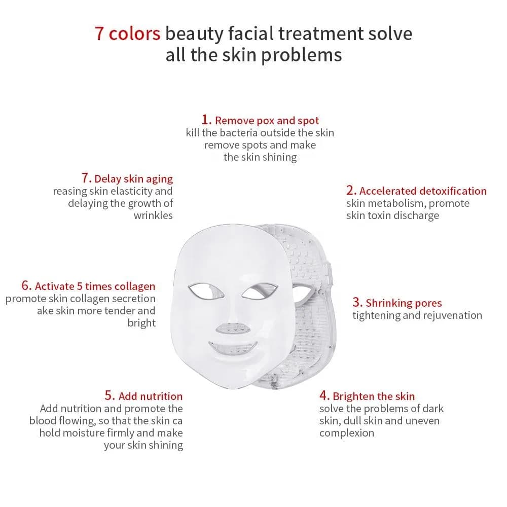 Red Light Therapy LED Face Mask — 7-Color — Colors Edition detail 4