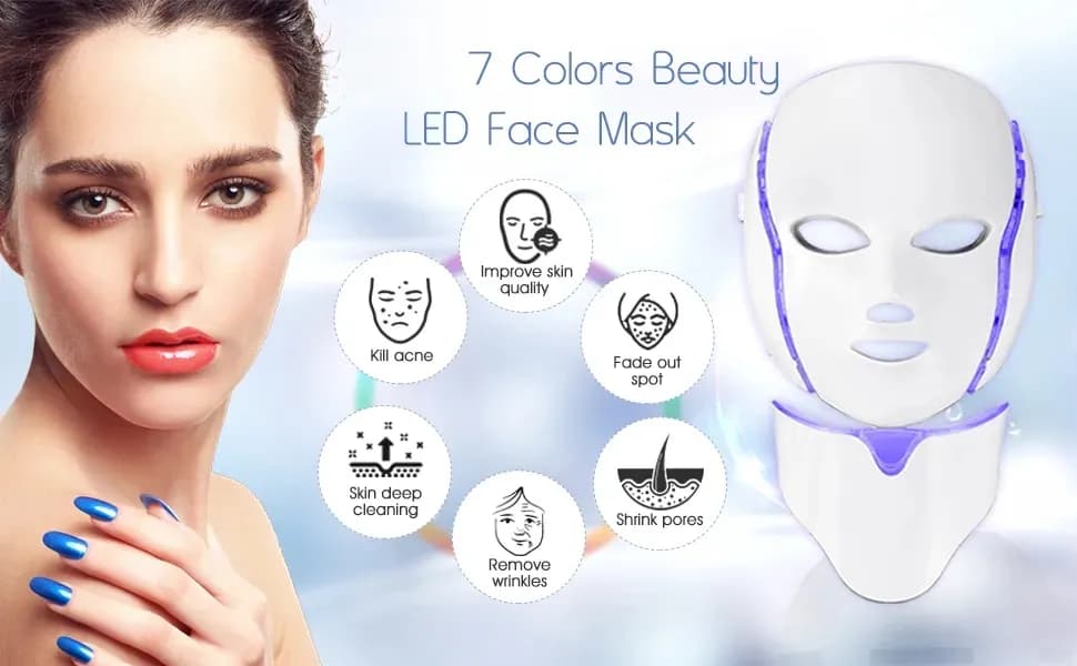 Anti-Wrinkle Red Light Therapy LED Face & Neck Mask — 7-Color detail 1