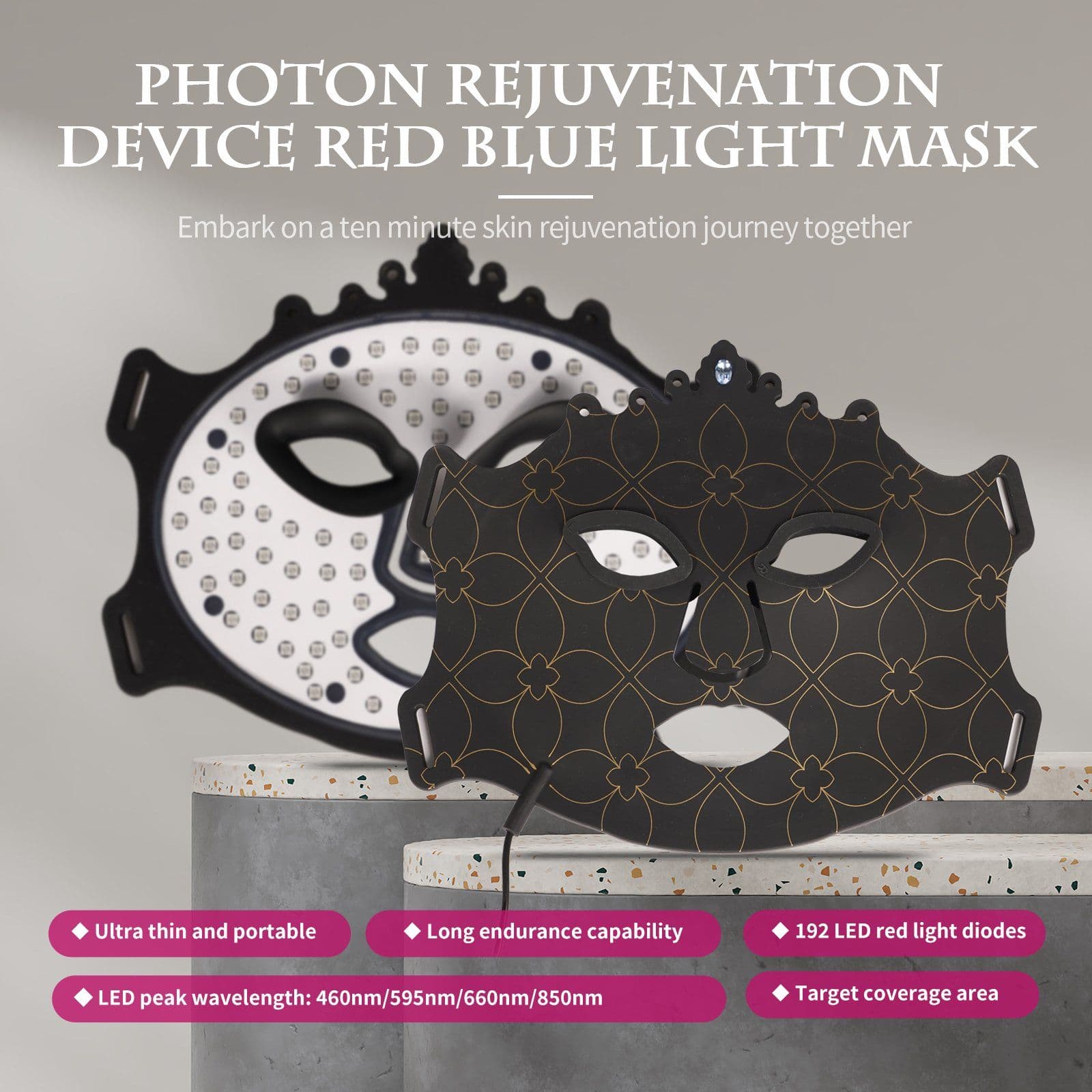 LUMIARA Select Bestseller 7 Colors 384 Leds Beauty Led Light Face Mask Red Light Therapy Led Facial Light Photons Facial Skin Care Infrared Light Therapy Facial Mask