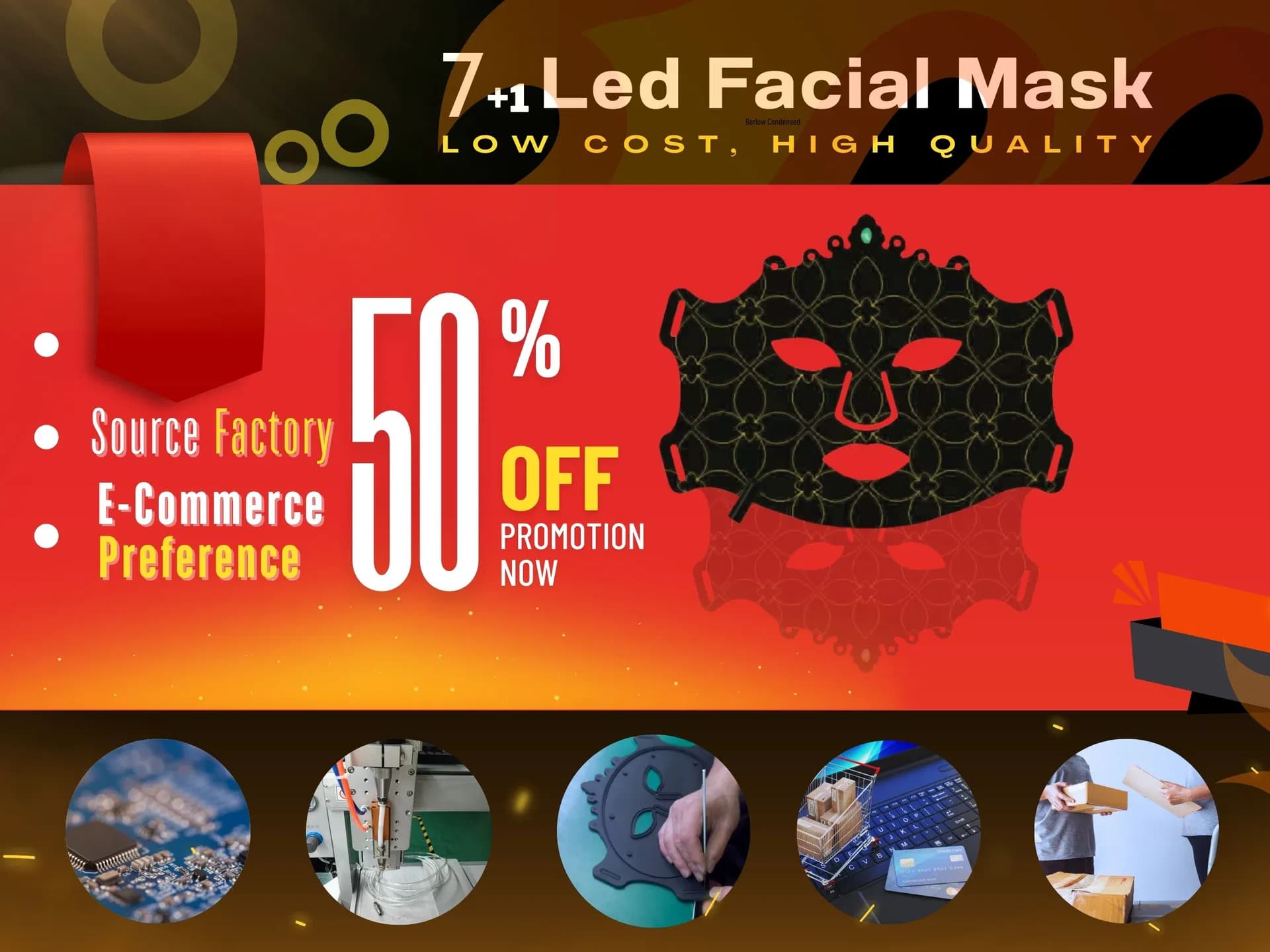 Red Light Therapy LED Face Mask — 384 LEDs detail 5